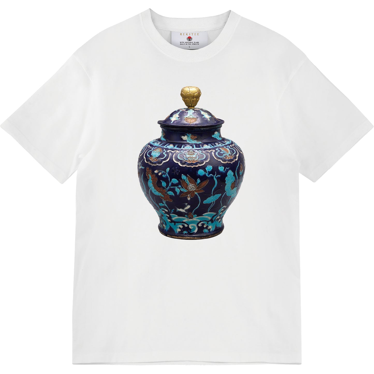 Lidded Fahua Jar Depicting Herons and Lotuses